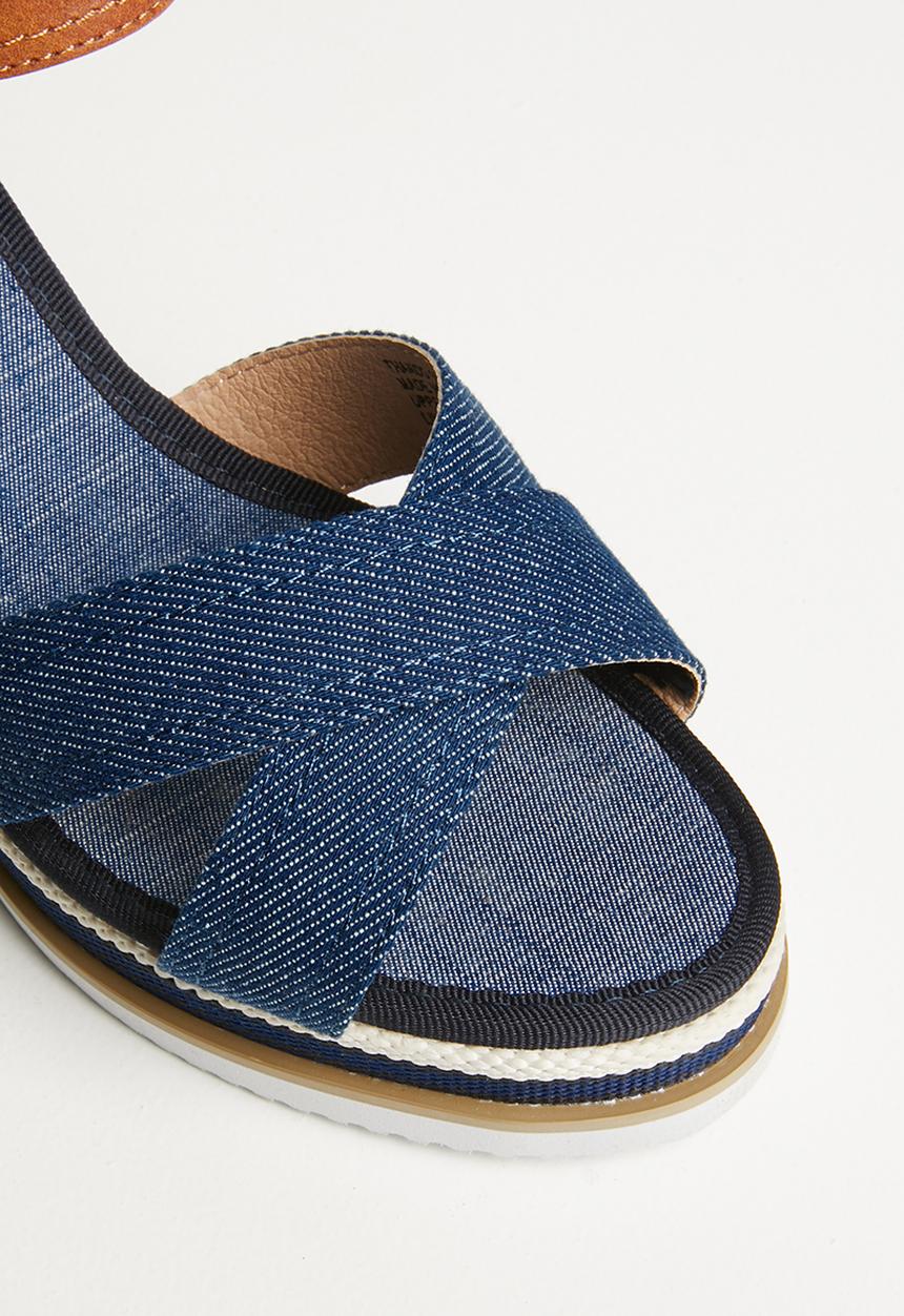 Miss Black - Combo wedge heel - blue & tan