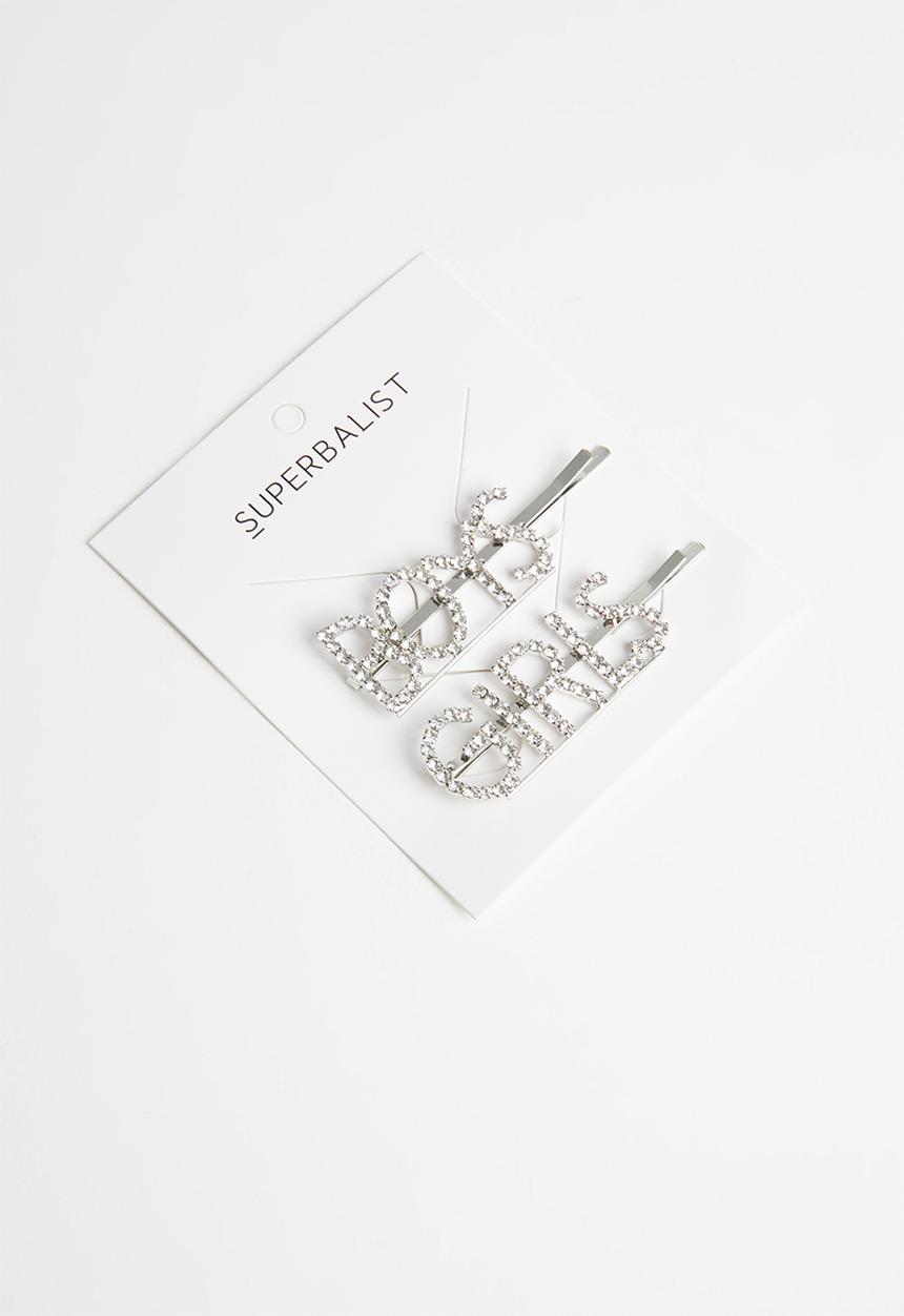 Superbalist - "Boys" & "girls" hairclip set - silver