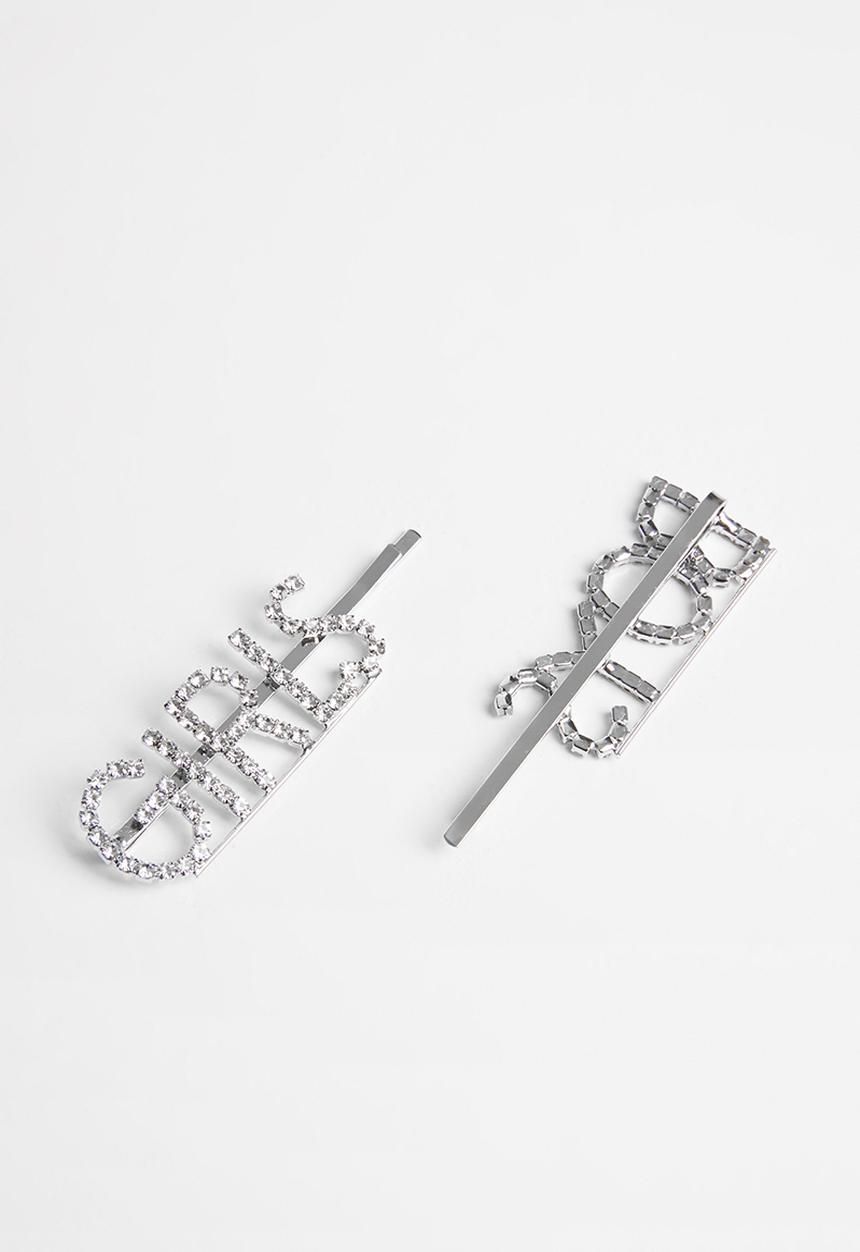 Superbalist - "Boys" & "girls" hairclip set - silver