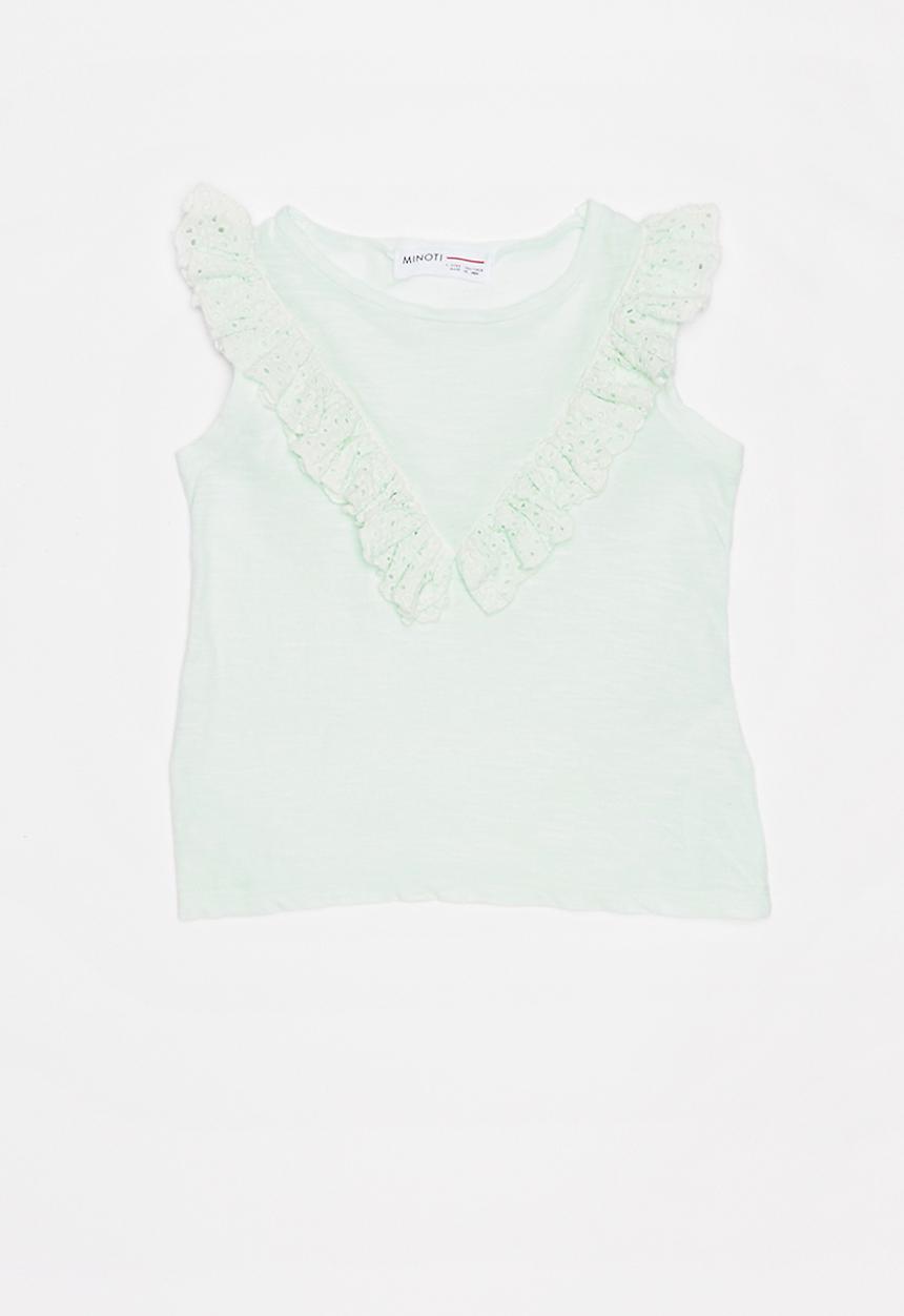 MINOTI - Tropicana dyed vest with embroidered anglaise fril - green 