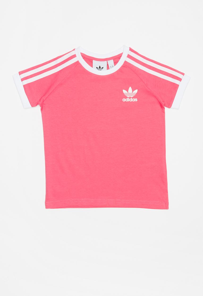 adidas Originals - 3 stripes tee  - pink & white