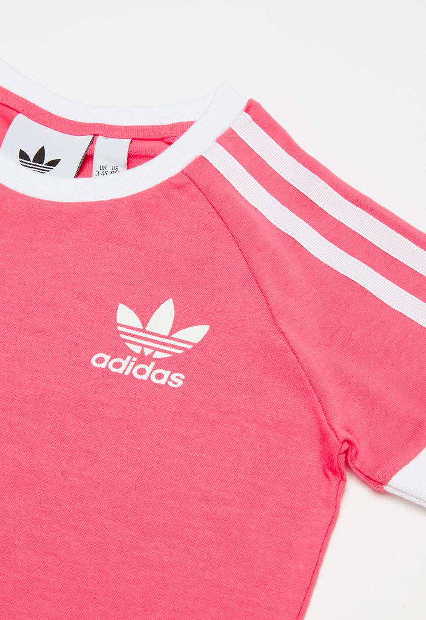 adidas Originals - 3 stripes tee  - pink & white