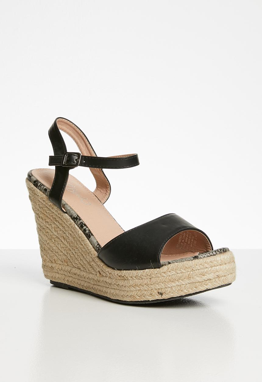 Miss Black - Faux leather wedge heel - black