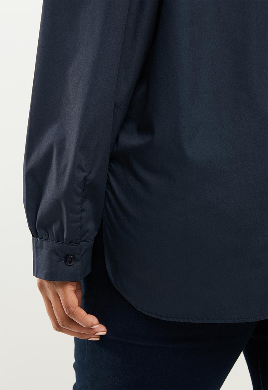 edit Plus - V-neck front pleat shirt - navy