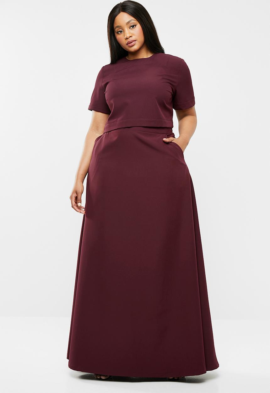 AMANDA LAIRD CHERRY - Plus size lindiwe skirt & naledi top set - burgundy