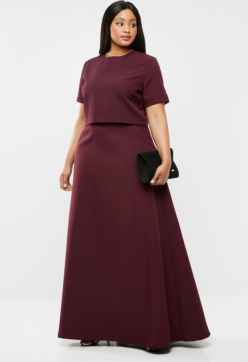AMANDA LAIRD CHERRY - Plus size lindiwe skirt & naledi top set - burgundy