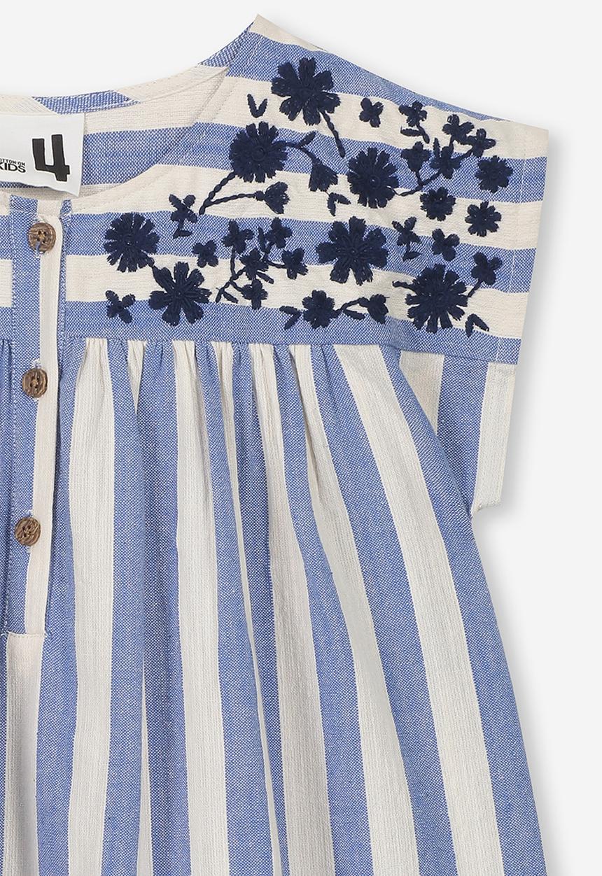 Cotton On - Penny short sleeve dress - blue & cream 