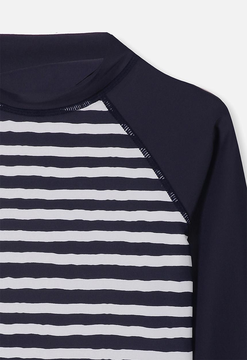 Cotton On - Flynn long sleeve rash vest - navy & white 