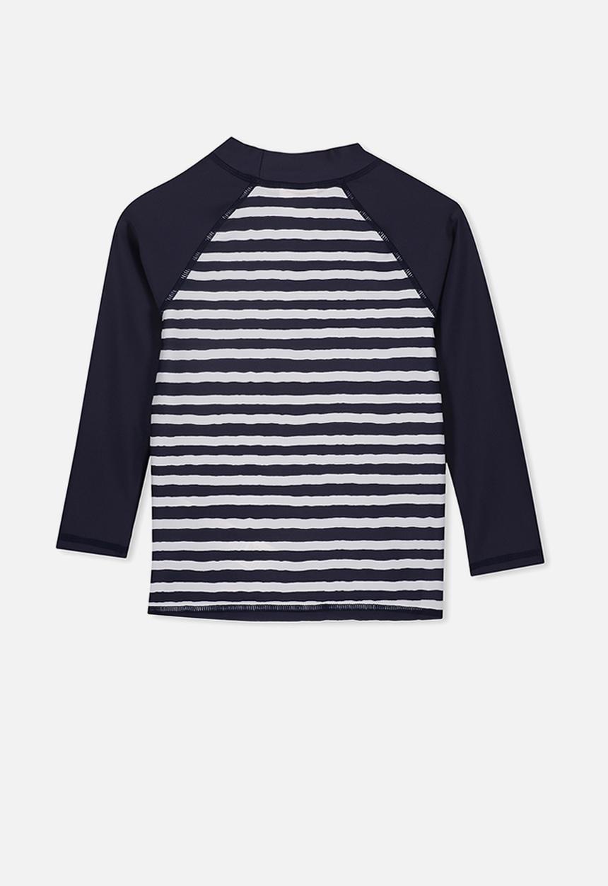 Cotton On - Flynn long sleeve rash vest - navy & white 