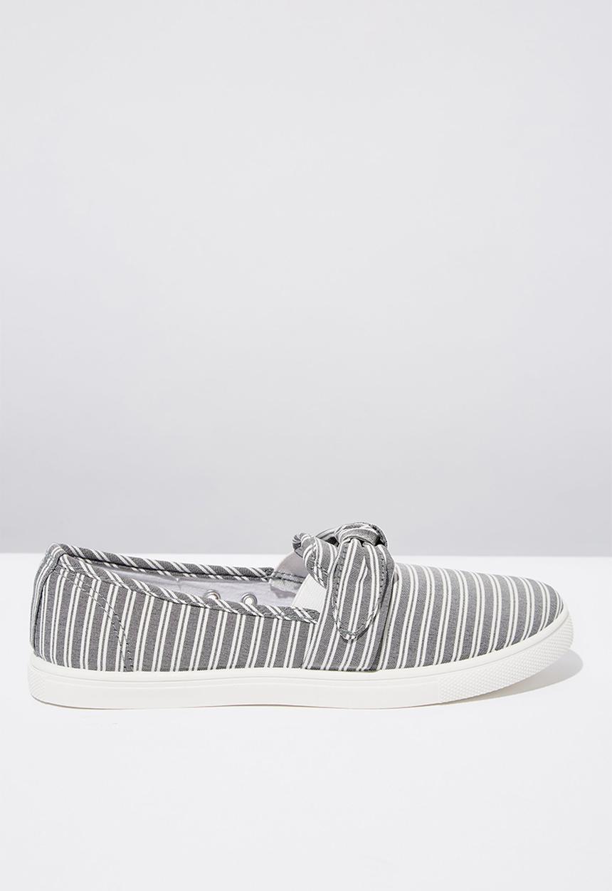 Cotton On - Bow slip on - grey & white 