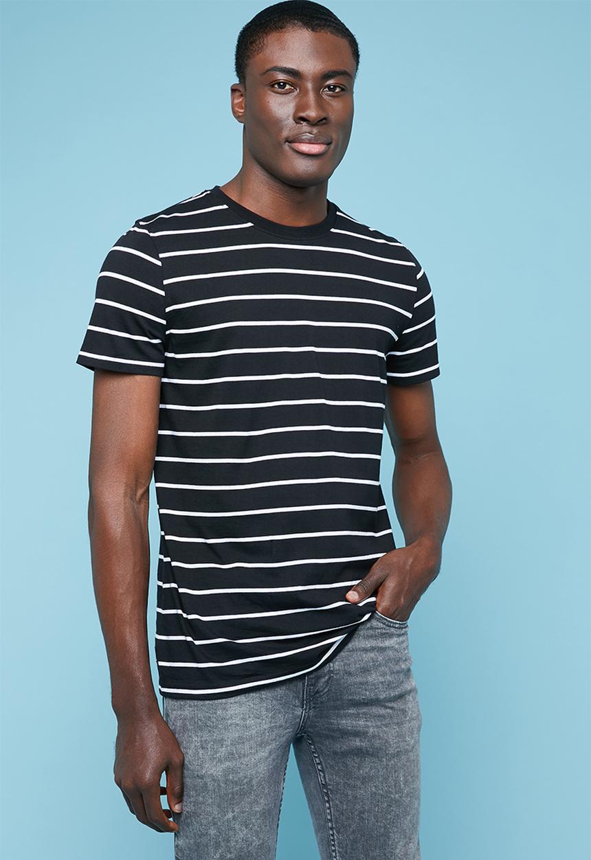 Superbalist - Nautical stripe crew neck tee - black & white 
