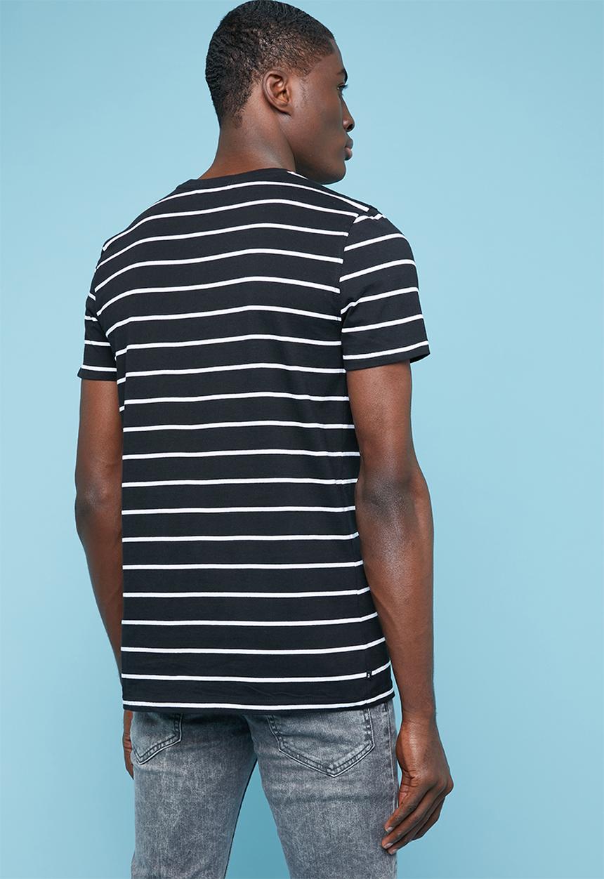 Superbalist - Nautical stripe crew neck tee - black & white 