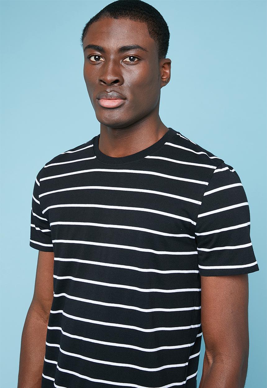 Superbalist - Nautical stripe crew neck tee - black & white 