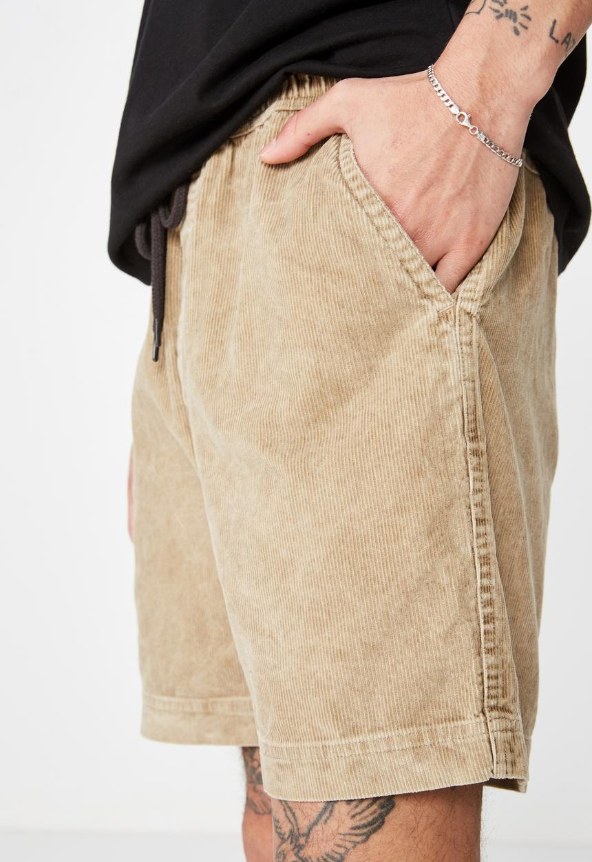 Cotton On - Street volley short - washed tan cord