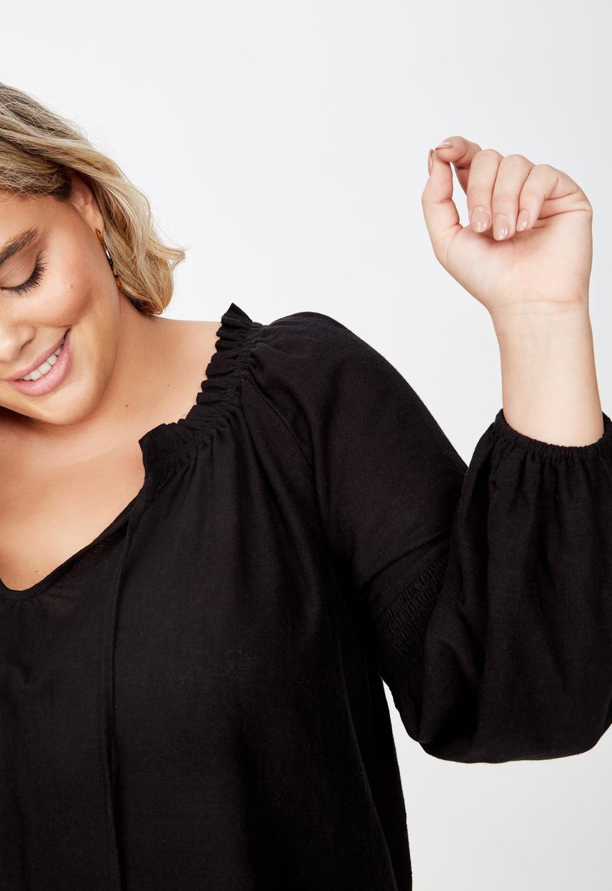 Cotton On - Curve breanne woven top - black