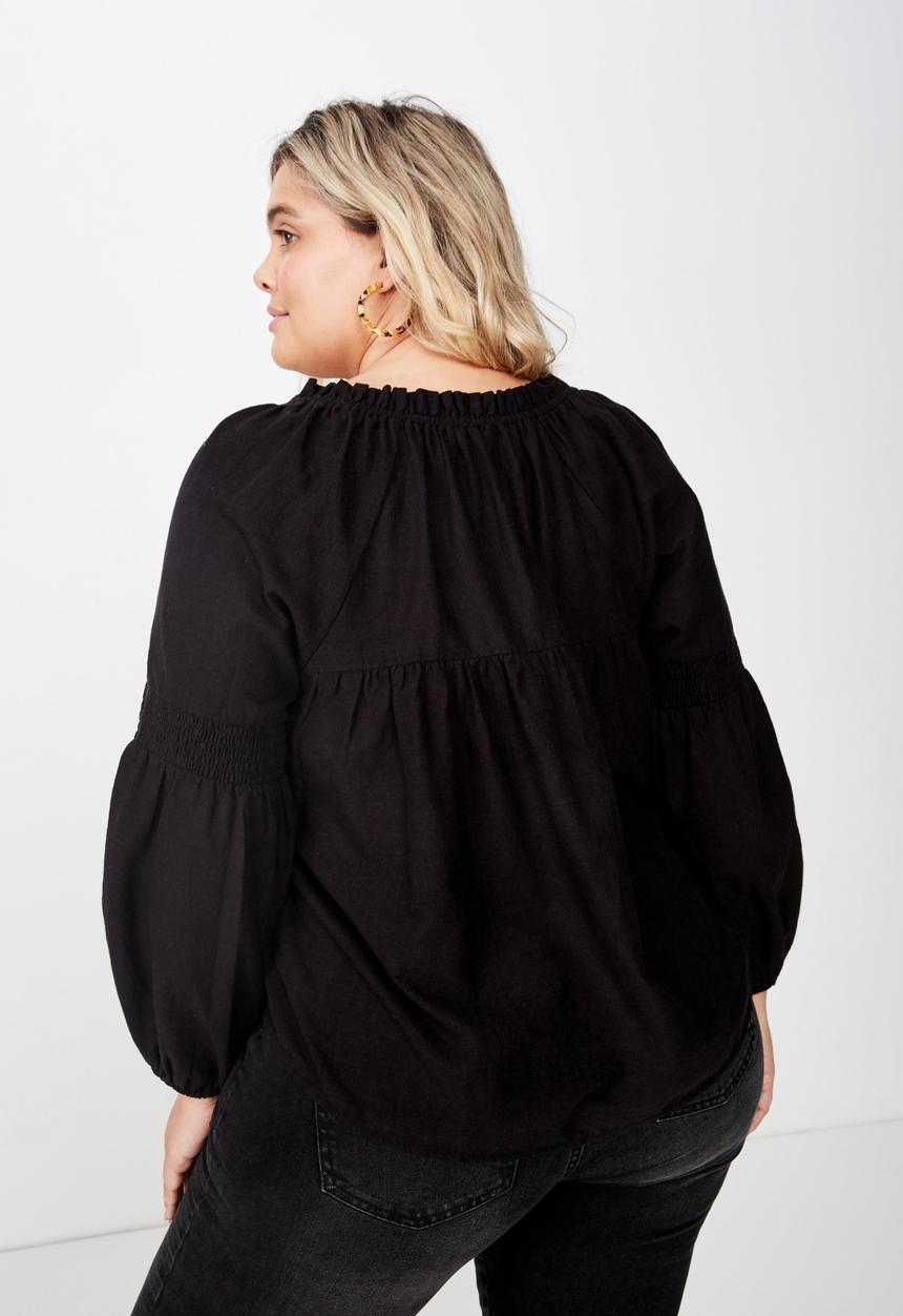 Cotton On - Curve breanne woven top - black