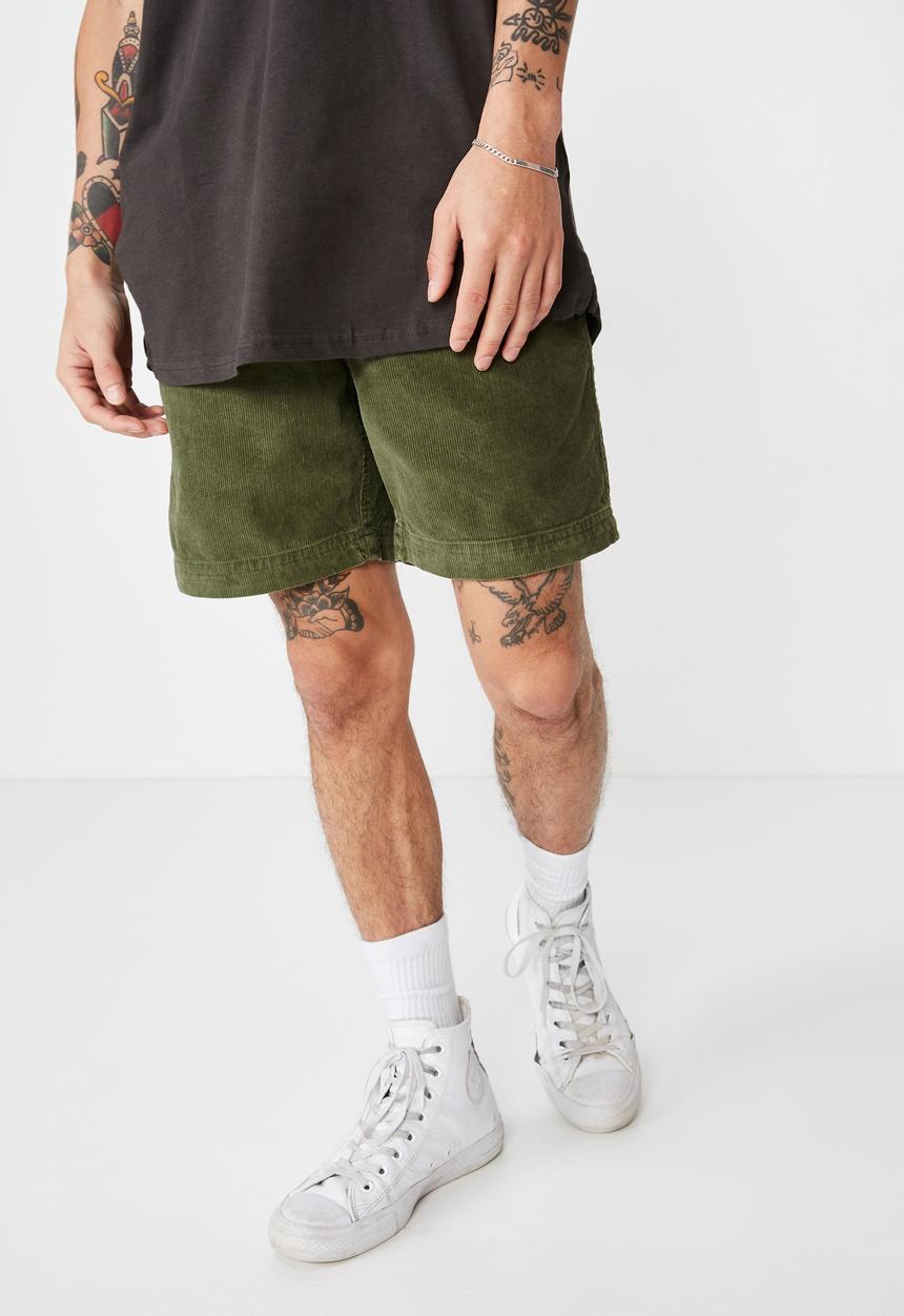Cotton On - Street volley short - washed khaki cord