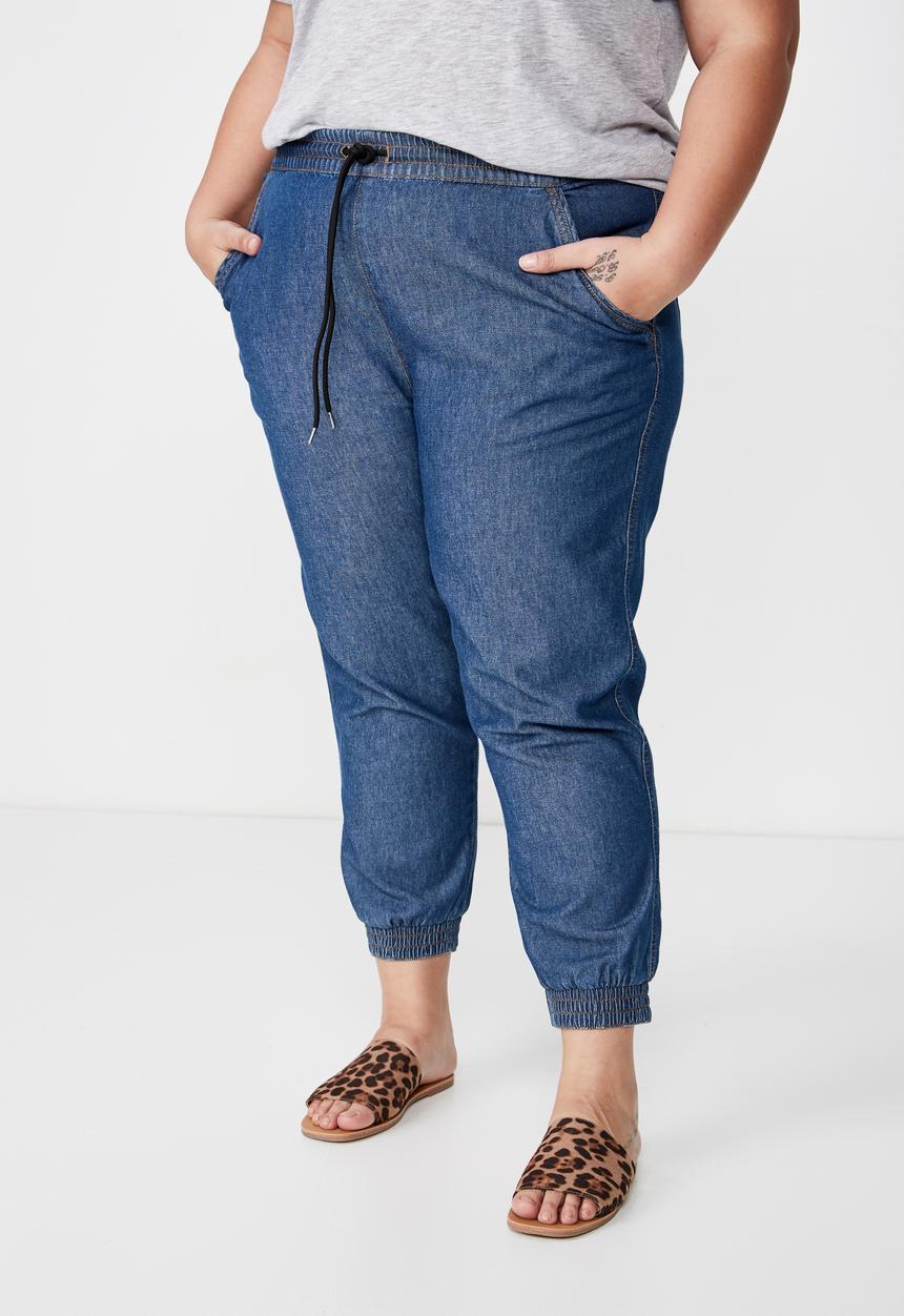 Cotton On - Curve relaxed shirred pant - blue