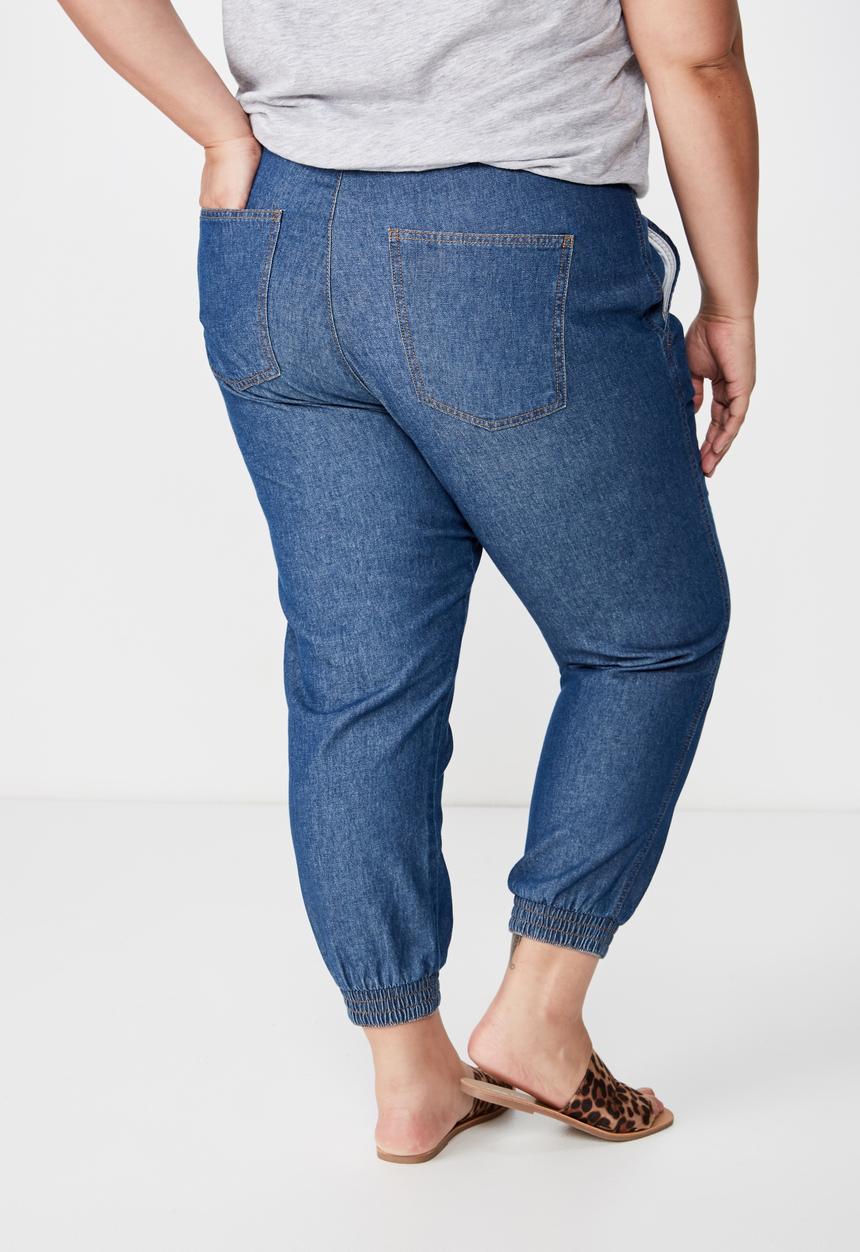 Cotton On - Curve relaxed shirred pant - blue