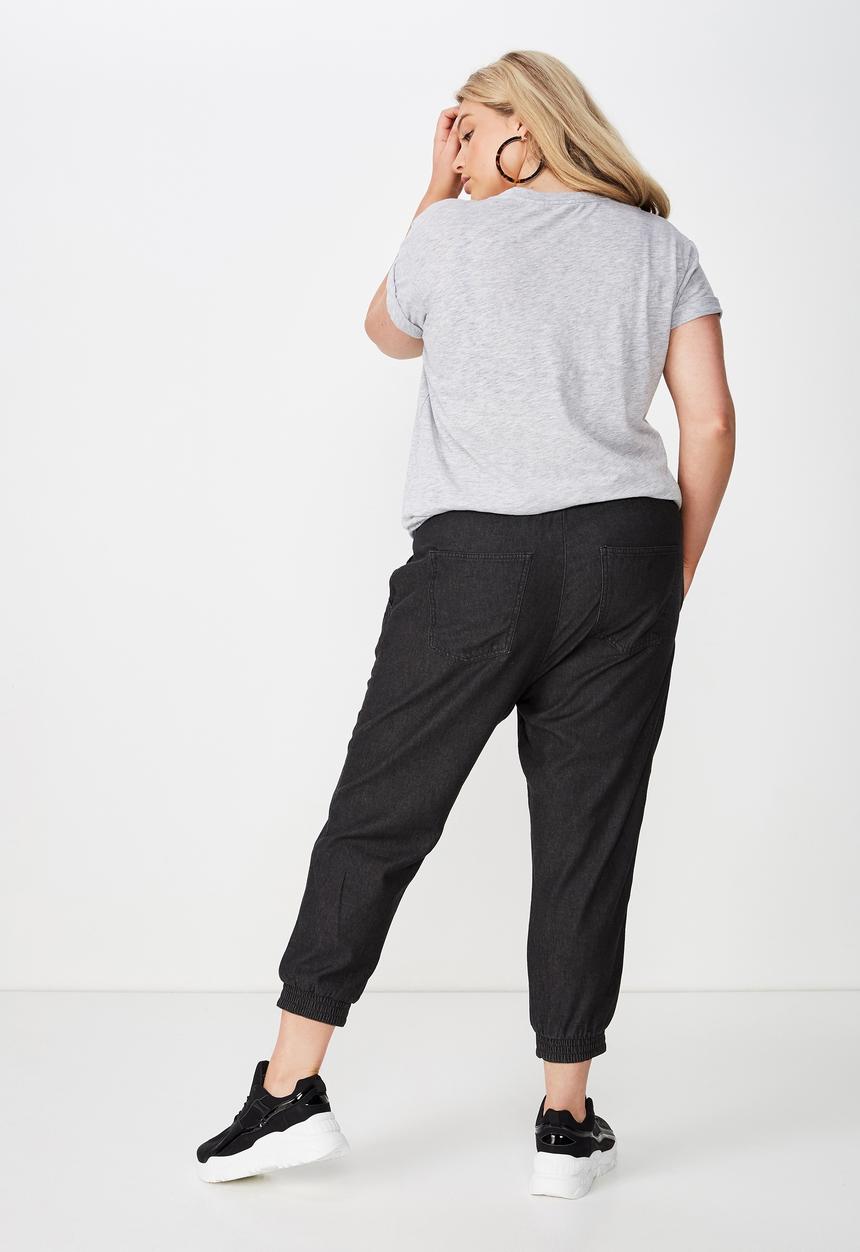 Cotton On - Curve relaxed shirred pant - black