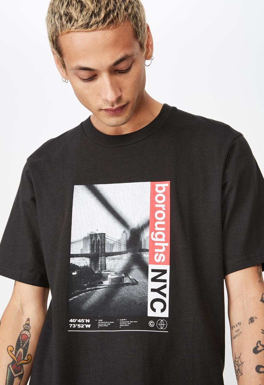Cotton On - Boroughs NYC T-shirt - black