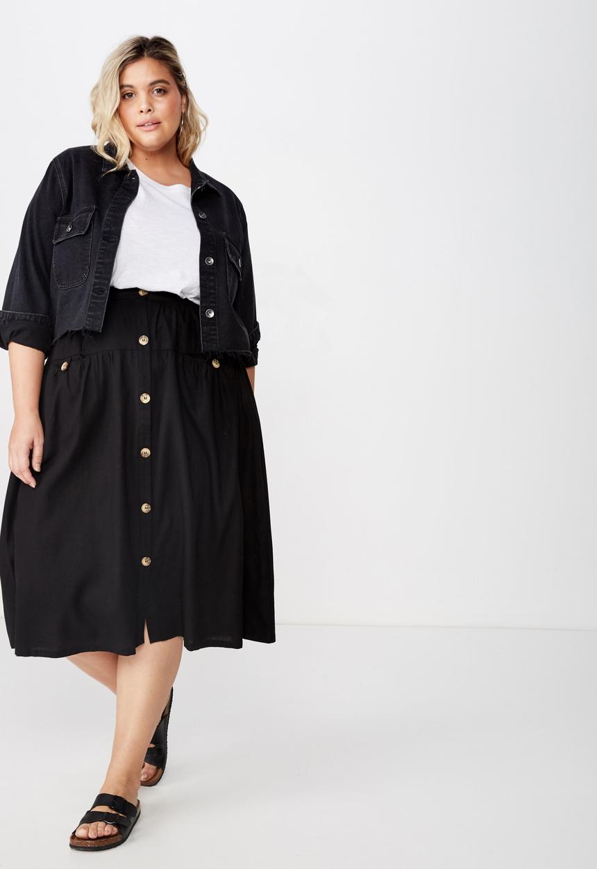 Cotton On - Curve gathered willow skirt - black