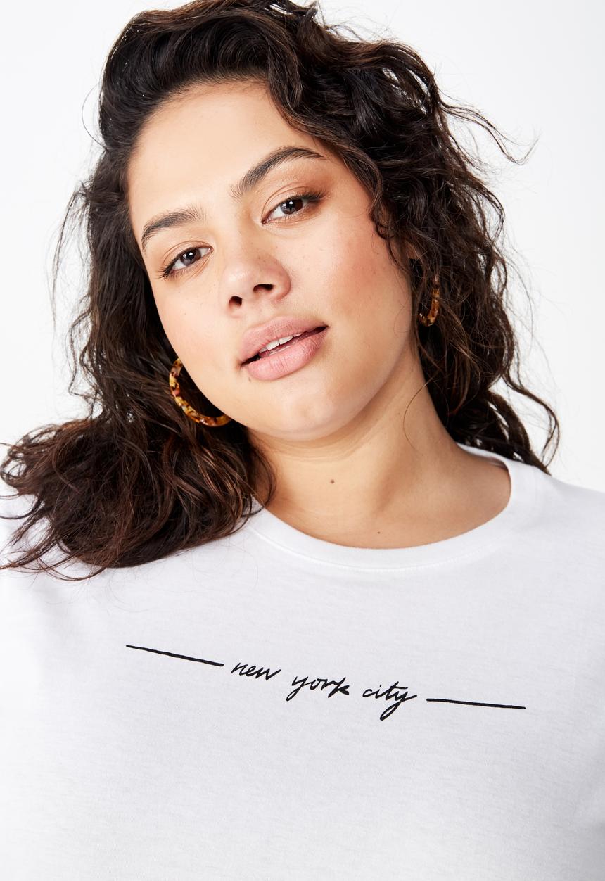 Cotton On - Curve graphic tee NYC - white