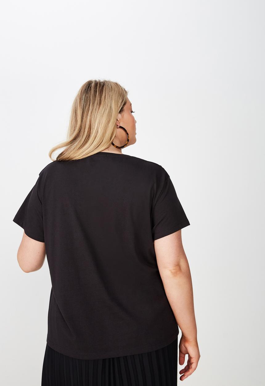 Cotton On - Curve graphic tee nightblooming - black