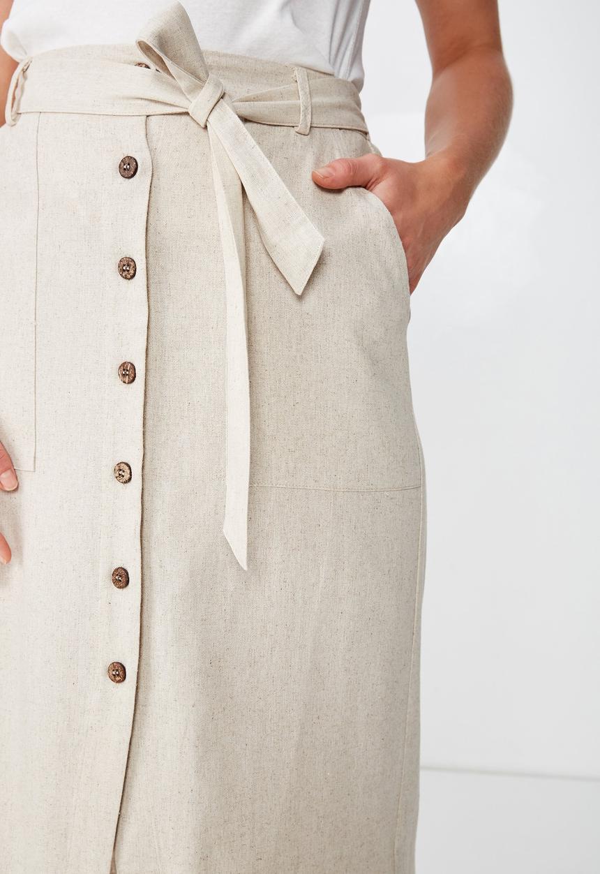 Cotton On - Woven willow midi skirt - latte marle patch pocket
