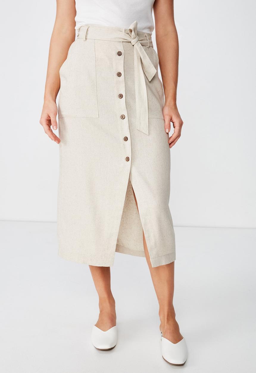 Cotton On - Woven willow midi skirt - latte marle patch pocket