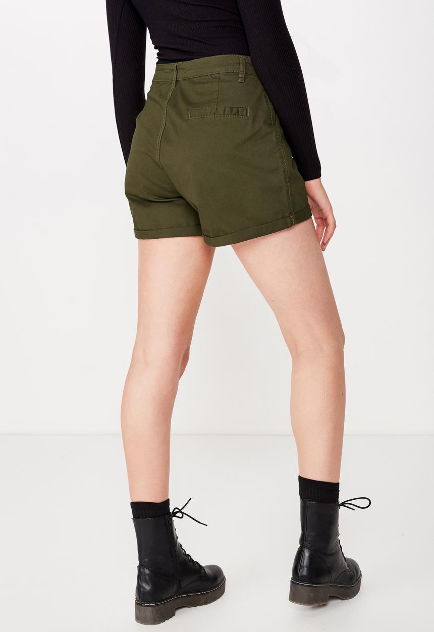 Cotton On - Cuffed chino short - olive night