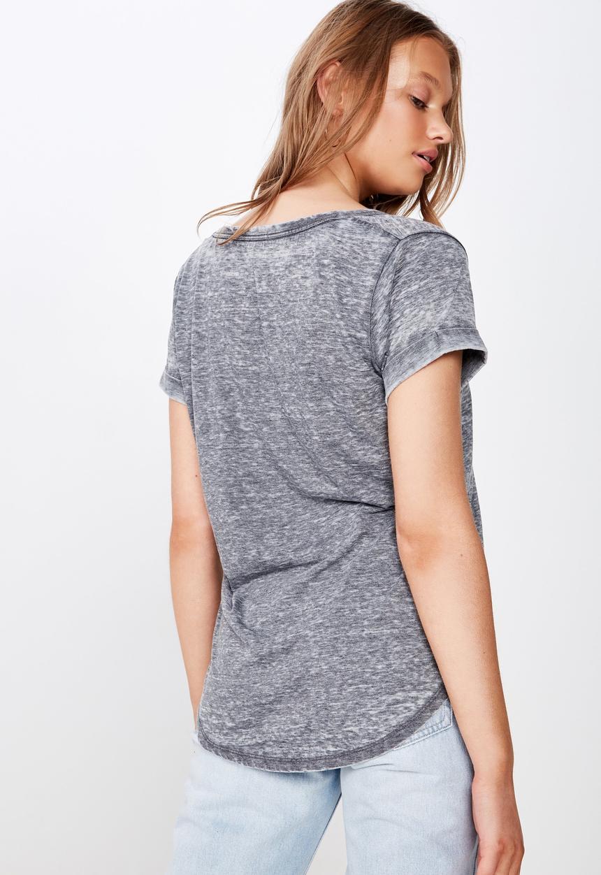 Cotton On - Karly short sleeve v neck top - grey