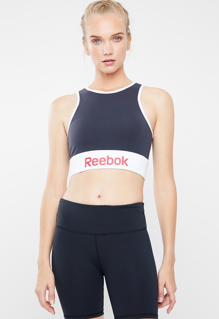 Reebok - Linear logo cotton bra - navy & white 