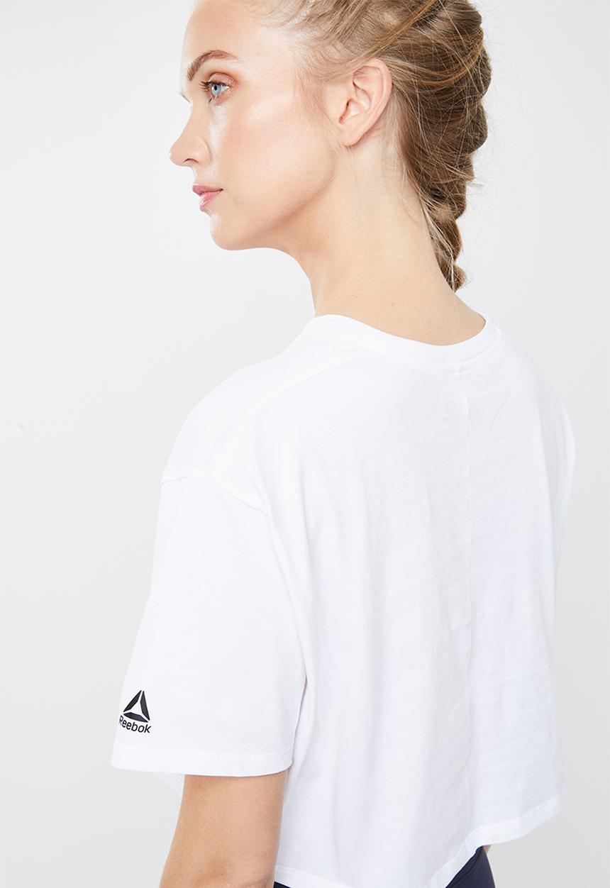 Reebok - Linear logo crop tee - white