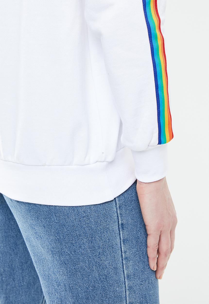 c(inch) - Rainbow stripe sweater - white 