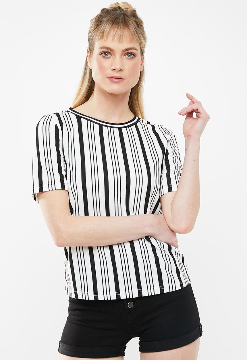 c(inch) - Contrast trim T-shirt - white & black 