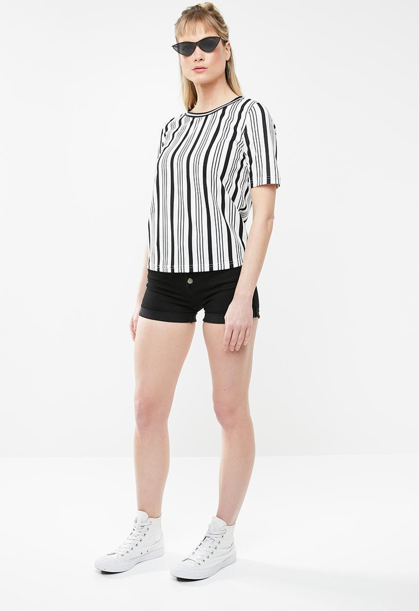c(inch) - Contrast trim T-shirt - white & black 