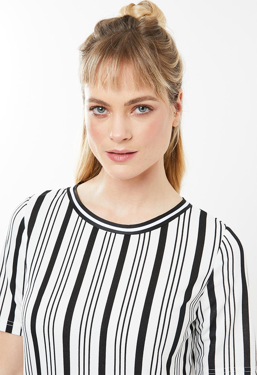 c(inch) - Contrast trim T-shirt - white & black 
