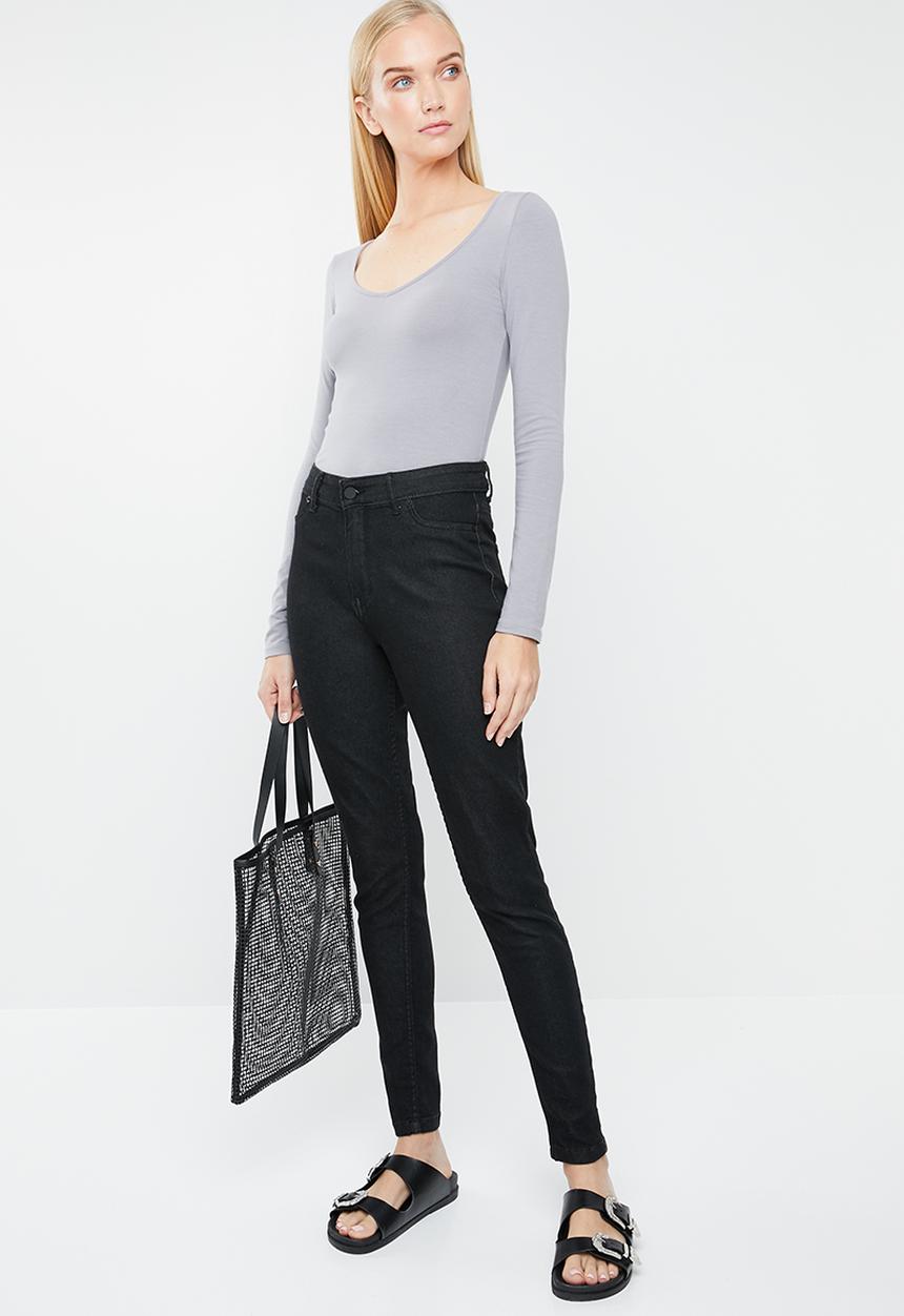 Supré  - Longsleeve longline deep v-neck - purple