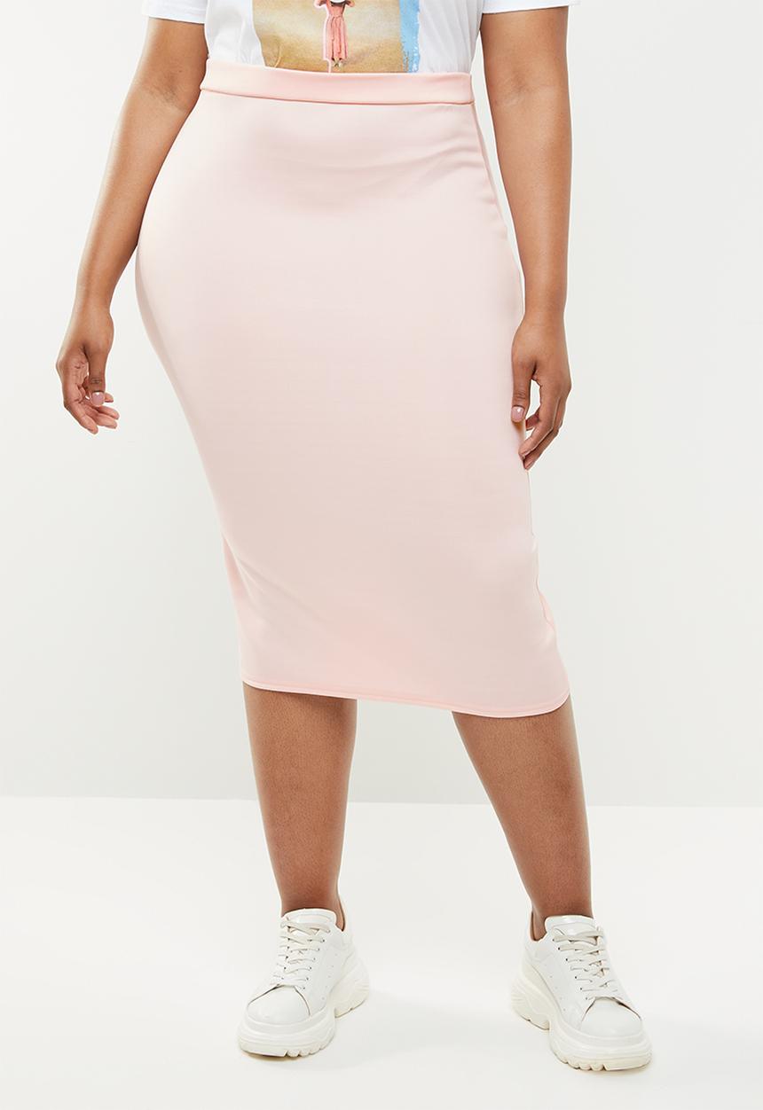 Missguided - Scuba midi skirt - pink
