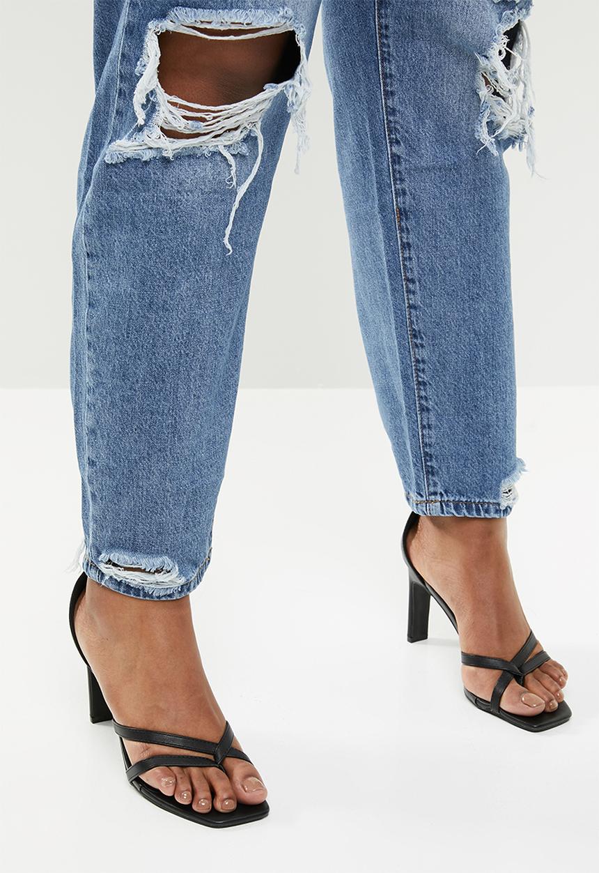 Missguided - Curve riot distressed jeans stonewash - blue
