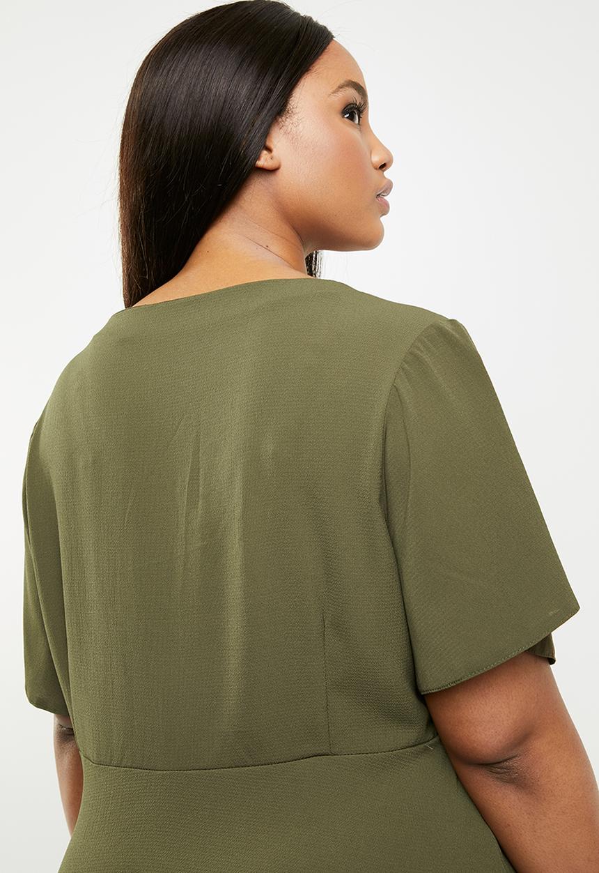 Brave Soul - Curve peplem hem top - khaki