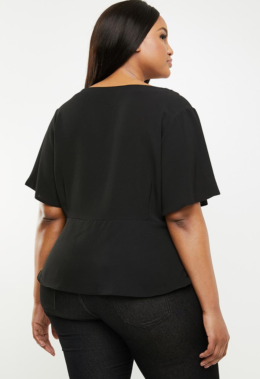 Brave Soul - Curve peplem hem top - black