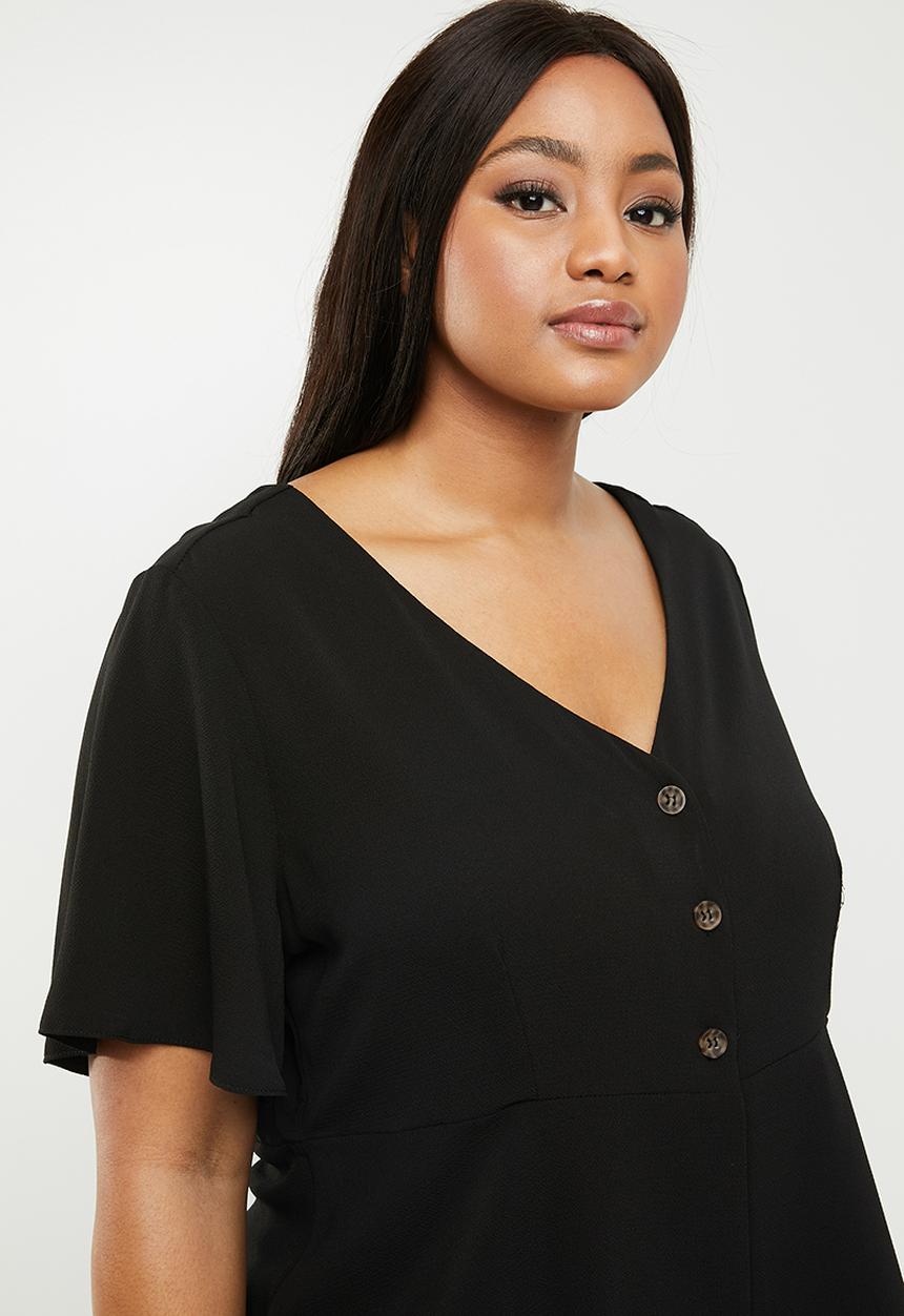Brave Soul - Curve peplem hem top - black