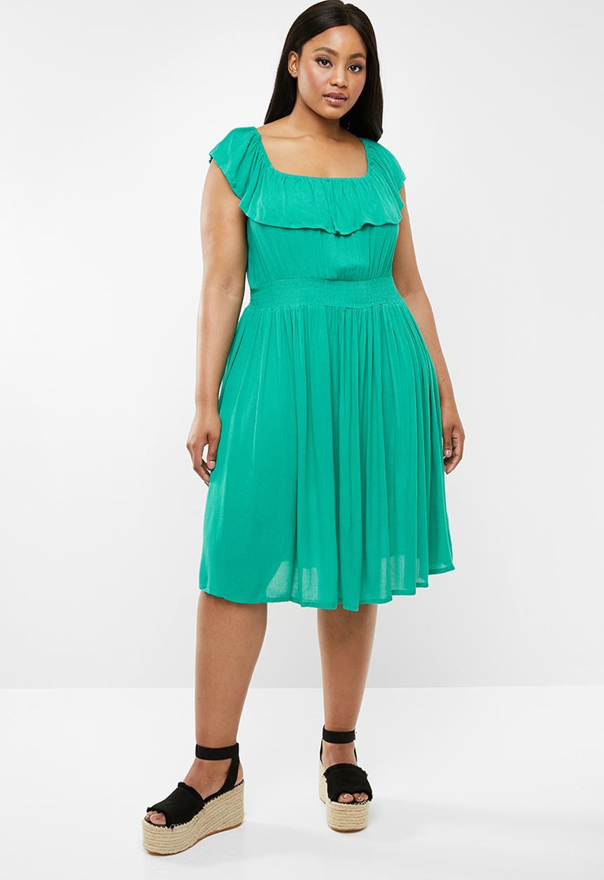 Brave Soul - Curve off the shoulder dress - green