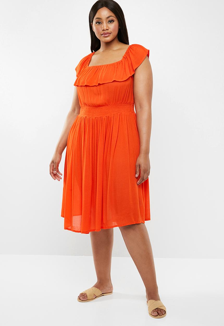 Brave Soul - Curve off the shoulder dress - orange 