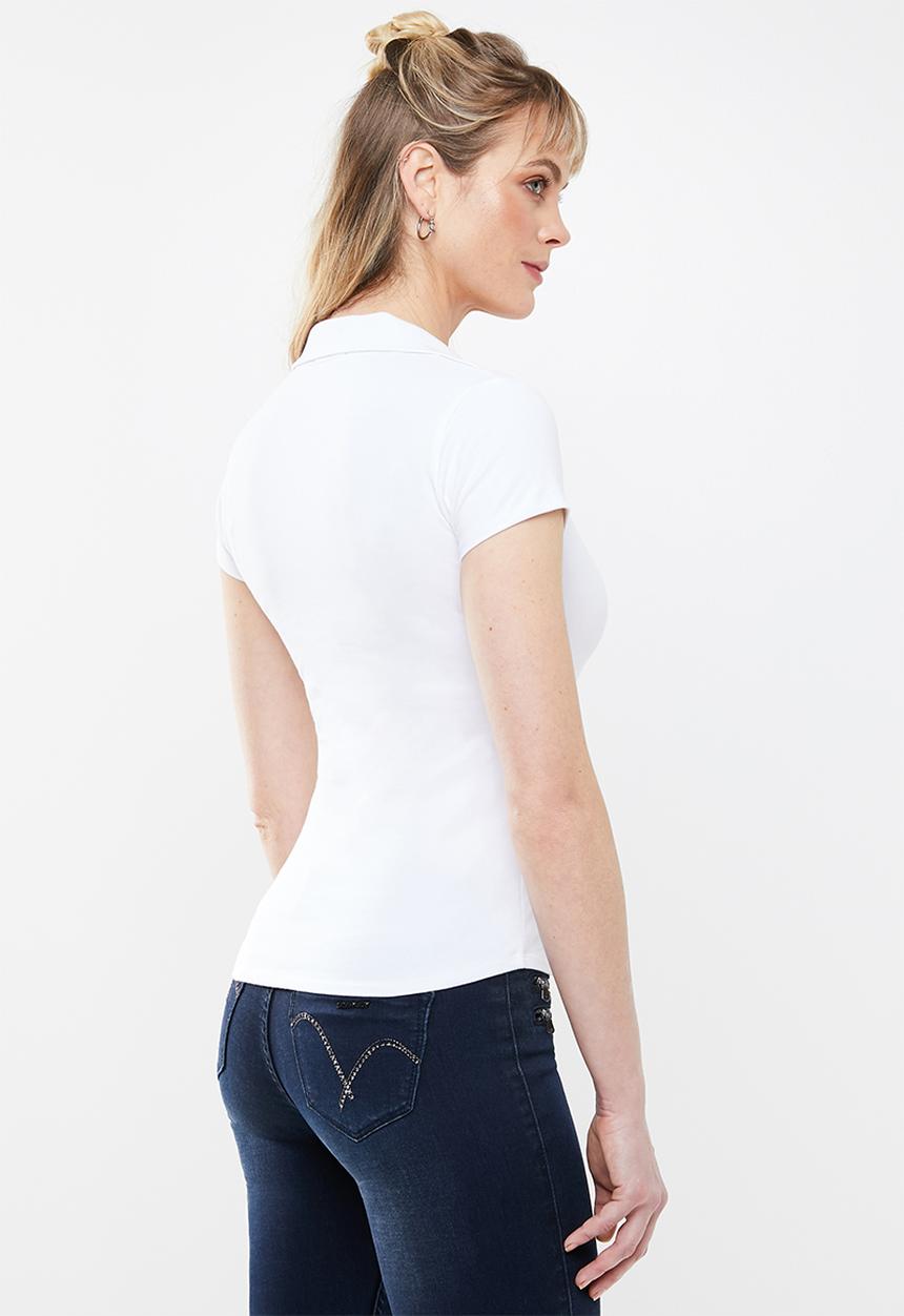 SISSY BOY - One up golf tee with front placket - white