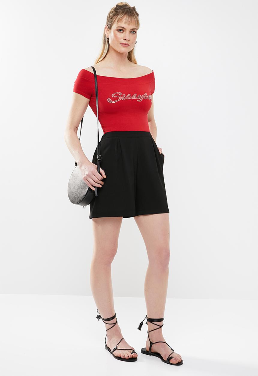 SISSY BOY - Bordot off-the-shoulder tee - red