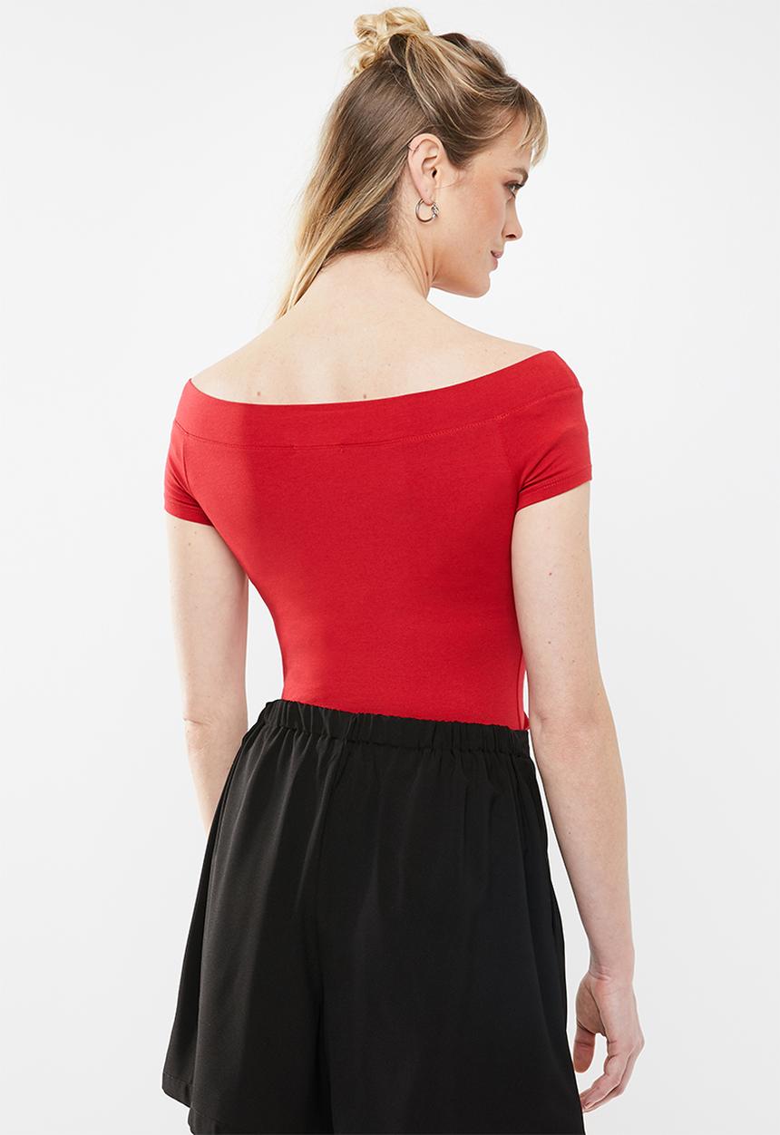 SISSY BOY - Bordot off-the-shoulder tee - red