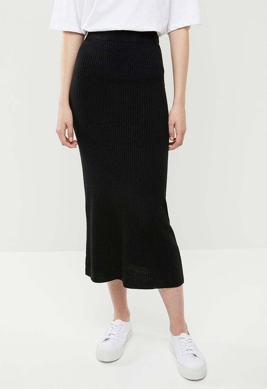 Brave Soul - Ribbed maxi skirt - black